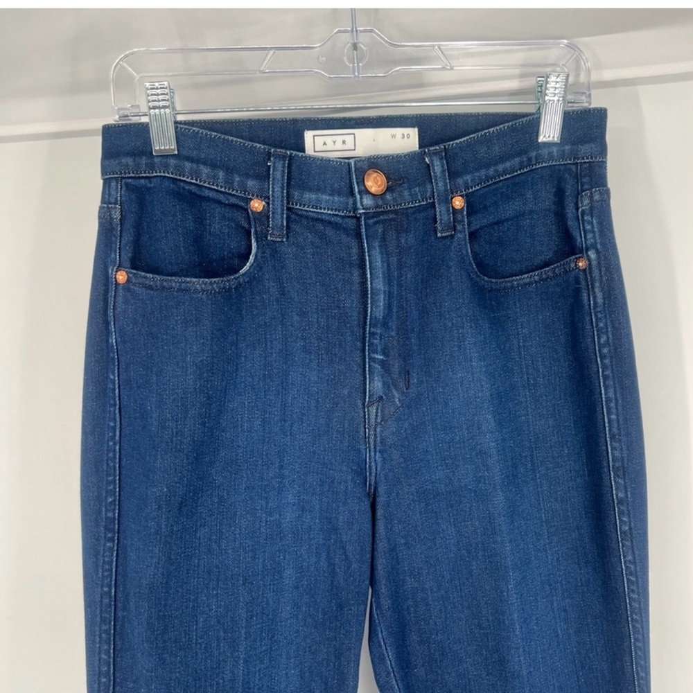 AYR The RSVP Dark Wash High Rise Boot Leg Kick Bohemian Classic Denim Jeans 30